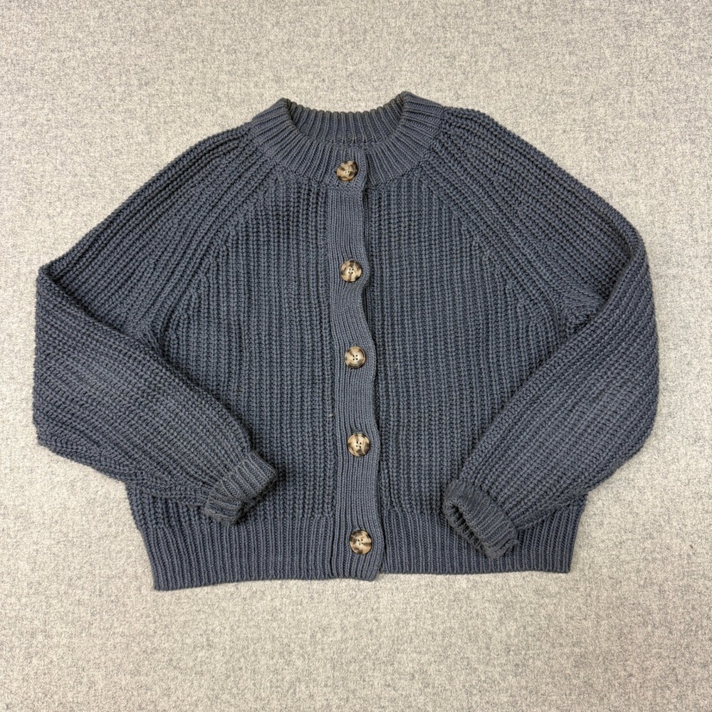Madewell | Cardigan Sweater | XXS | Blue |Shaker Stitch Button Front Raglan 2410